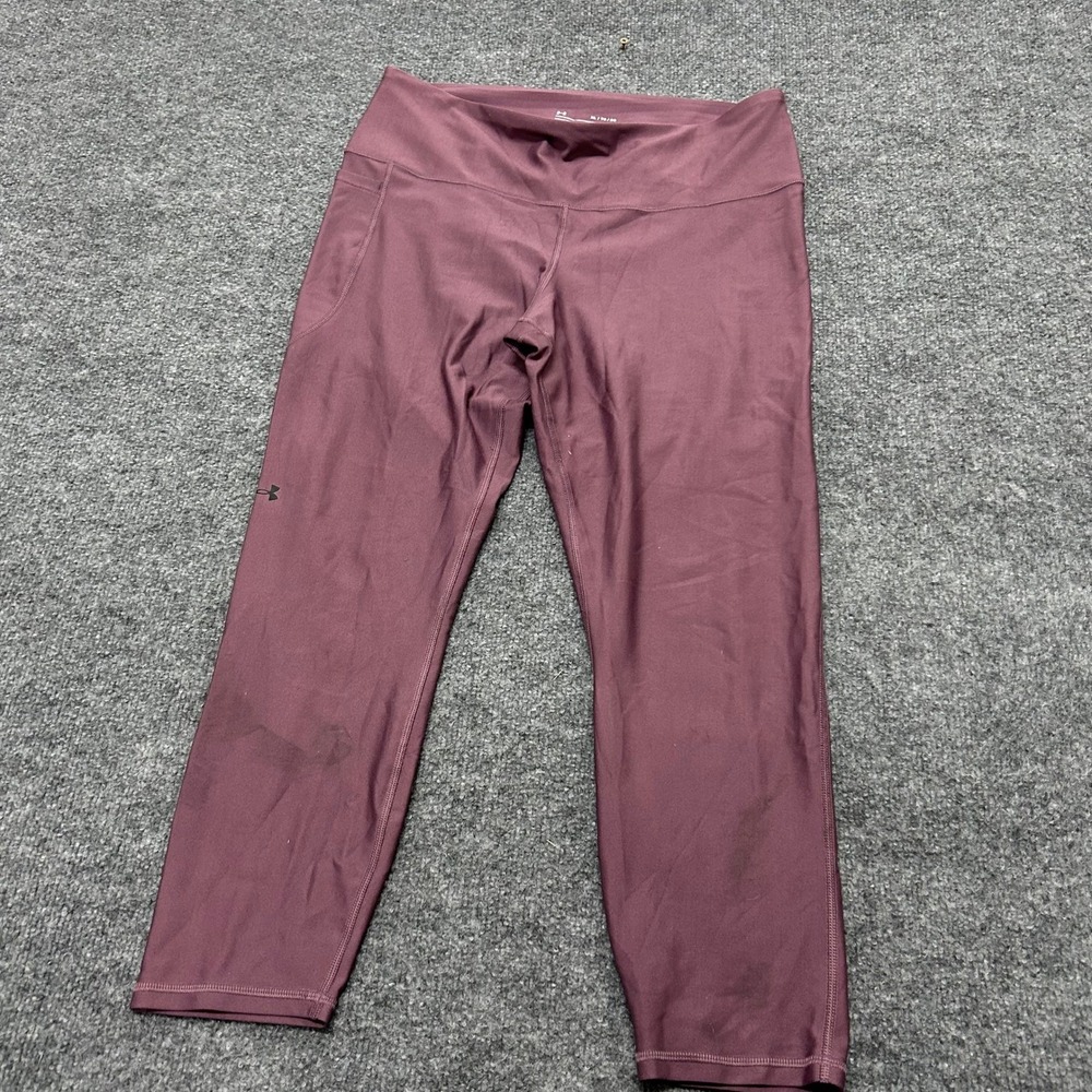 Under Armour Leggings Womens Size XL Plum HeatGear Compression Athletic Cropped